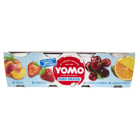 Yomo Zero Grassi Pesca, Fragola, Ciliegia e Amarena, Agrumi di Sicilia 8 x 125 g